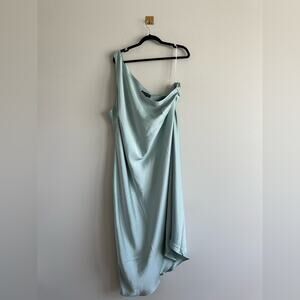 Eloquii Asymmetrical Satin Dress – Size 24 – Seafoam Green Plus Size Dress